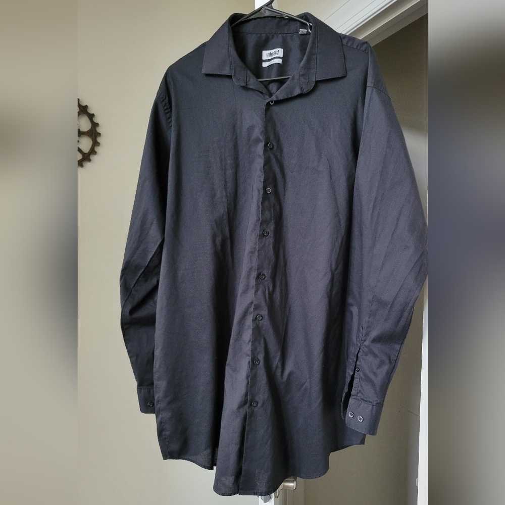 Kenneth Cole Unlisted Men's Long Sleeve Button Down Tall Fit Black Shirt 35/36